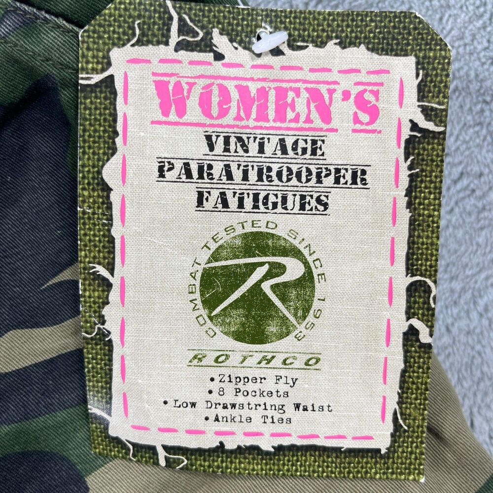 Rothco Vintage Paratrooper Fatigue Cargo Pants Womens Medium Green Woodland Camo - Picture 6 of 15